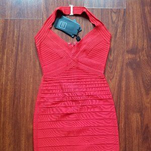Herve Leger Bodycon Cocktail Red Dress Size S